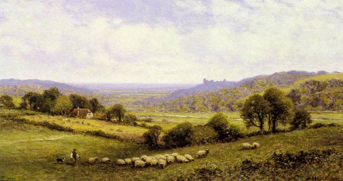 Glendening Alfred Augustus Near Amberley Sussex With Arundel Castle In The Distance. , 