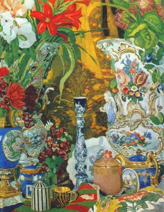 golovin still life with flowers and china 1912. 