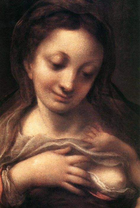 CORREGGIO Virgin And Child With An Angel Detail. 