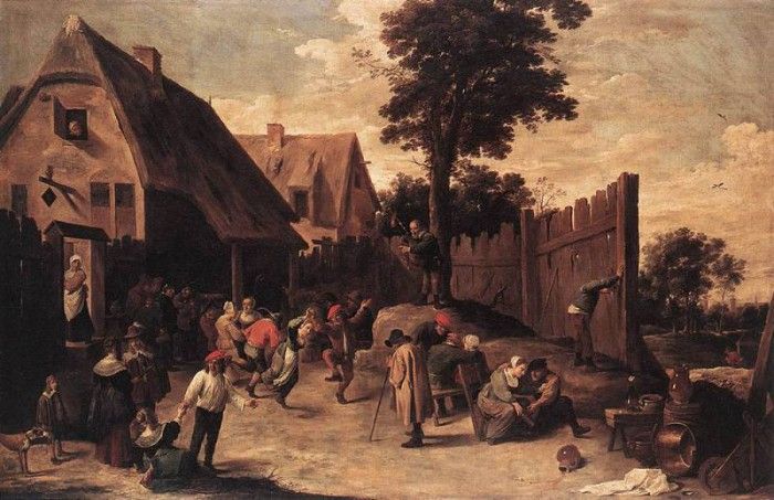 TENIERS David the Younger Peasants Dancing Outside An Inn. ,  