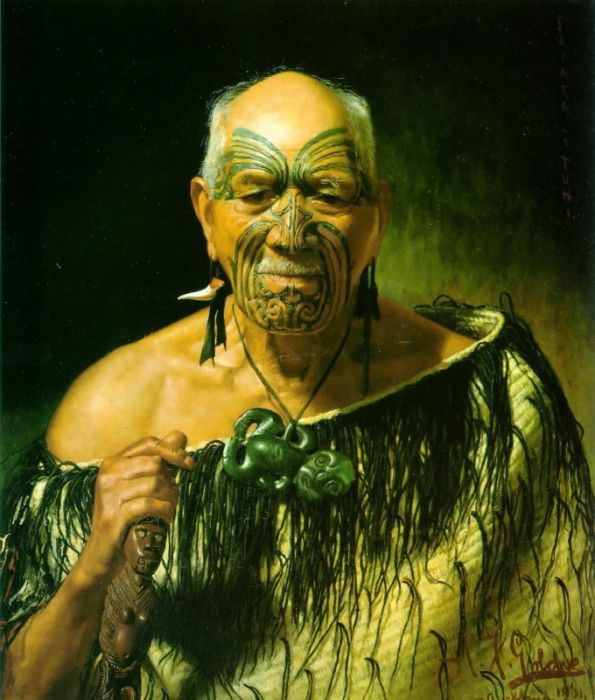 Patara Te Tuhi an old warrior 1901 76.5x63.5cm. , 