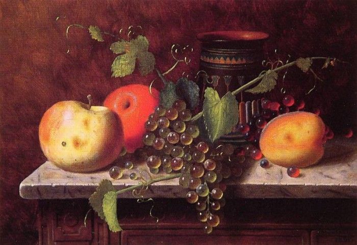 Still life with Fruit and vase. ,  