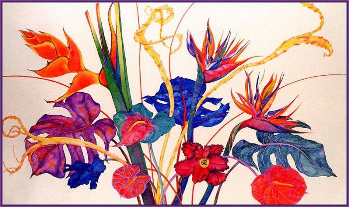 bs-flo- Sara Steele- Heliconia- Bird Of Paradise& Fan-tail Willow. ����, ����