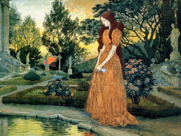 Eugene Grasset - Girl in Garden, De. ������, �������