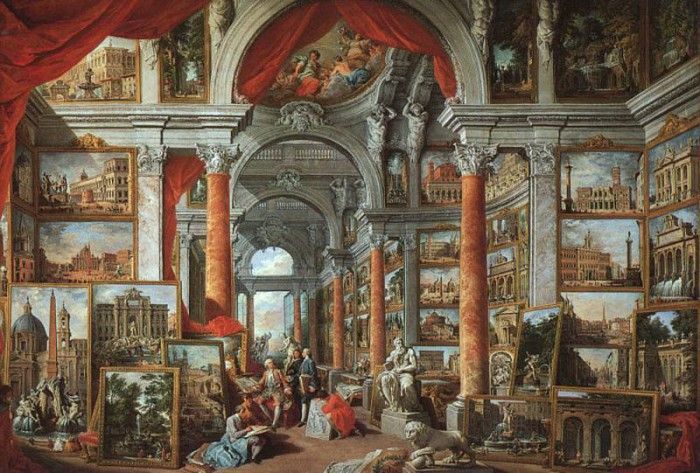 PANNINI Giovanni Paolo Picture Gallery With Views Of Modern Rome. Pannini,  