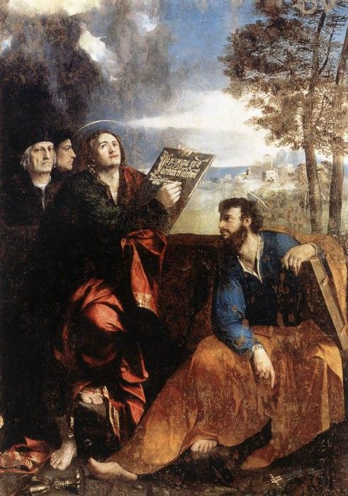 DOSSI Dosso Sts John and Bartholomew with Donors. , 