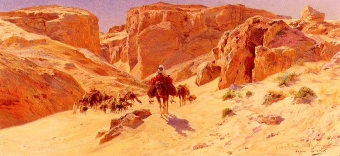 Giradet Eugene Alexis Caravan In The Desert. ,  