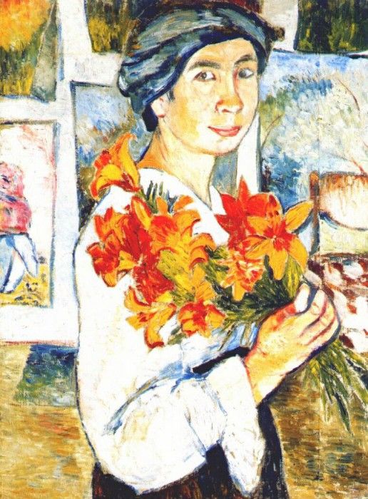 goncharova self-portrait with yellow lilies 1907. , 