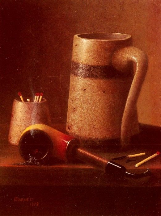 Harnett William M Still Life Pipe And Mug. ,  