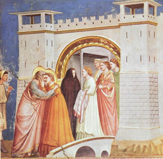 Giotto   Scrovegni   [06]   Meeting at the Golden Gate. ������ �� �������