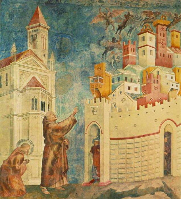 Giotto   Legend of St Francis   [10]   Exorcism of the Demons at Arezzo.   