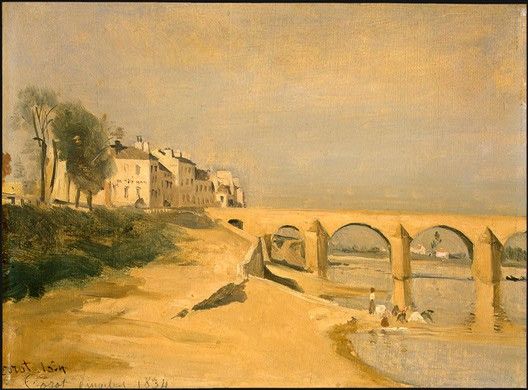 Corot River Scene with Bridge, 1834, NG Washington. , --