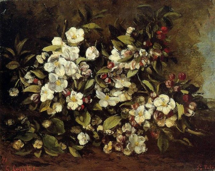 Courbet Gustave Flowering Apple Tree Branch. , 