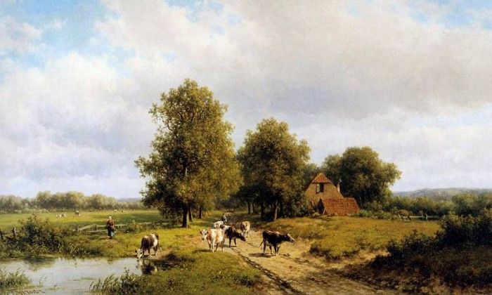 Vester Willem Summer landscape with cows Sun . , 