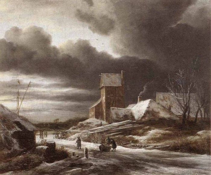 RUISDAEL Jacob Isaackszon van Winter Landscape. ,  