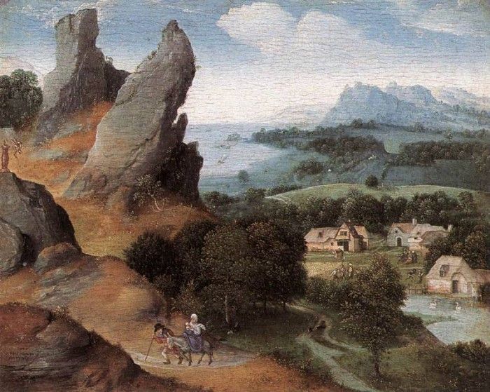 PATENIER Joachim Landscape With The Flight Into Egypt. Patenier  Patinir