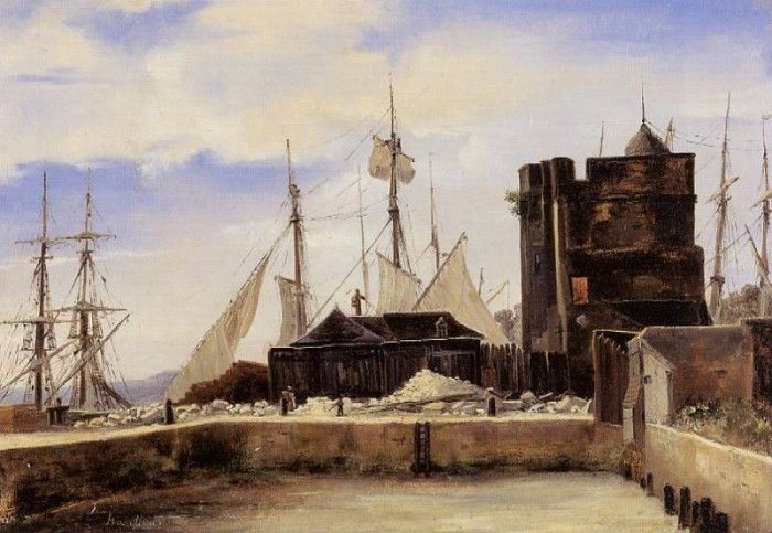 Corot Honfleur The Old Wharf. , --