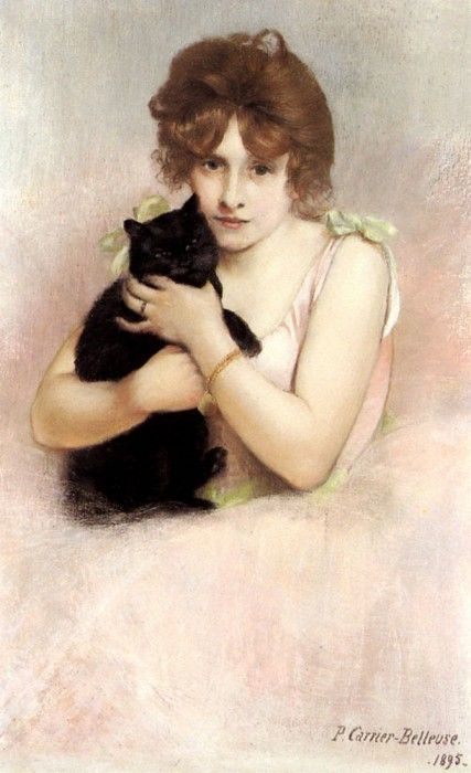 Carrier Belleuse Pierre Young Ballerina Holding A Black Cat.  Belleuse, 