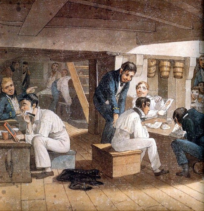 MPA Augustus Earle Midshipmens Quarters on board a ship of war, 1820-[ L ] sqs. , 