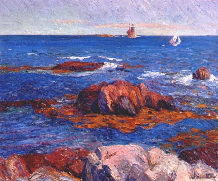 glackens rocks and lighhouse c1908. Glackens, 