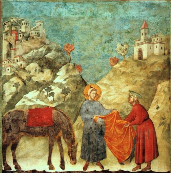 Giotto   Legend of St Francis   [02]   St Francis Giving his Mantle to a Poor Man.   