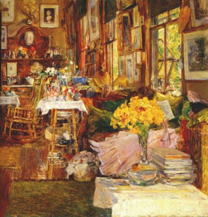 hassam the room of flowers 1894. , 