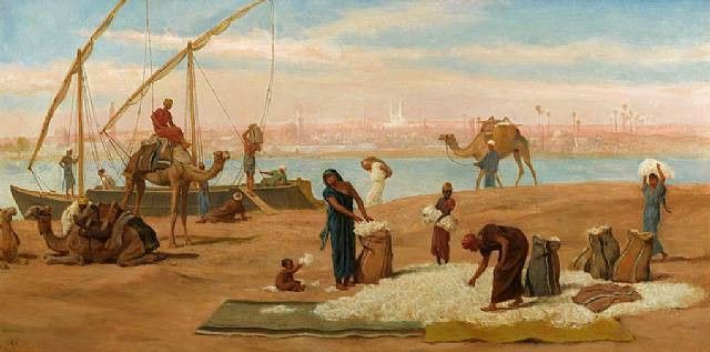 Frederick Goodall   Unloading Cotton on the Nile. , 