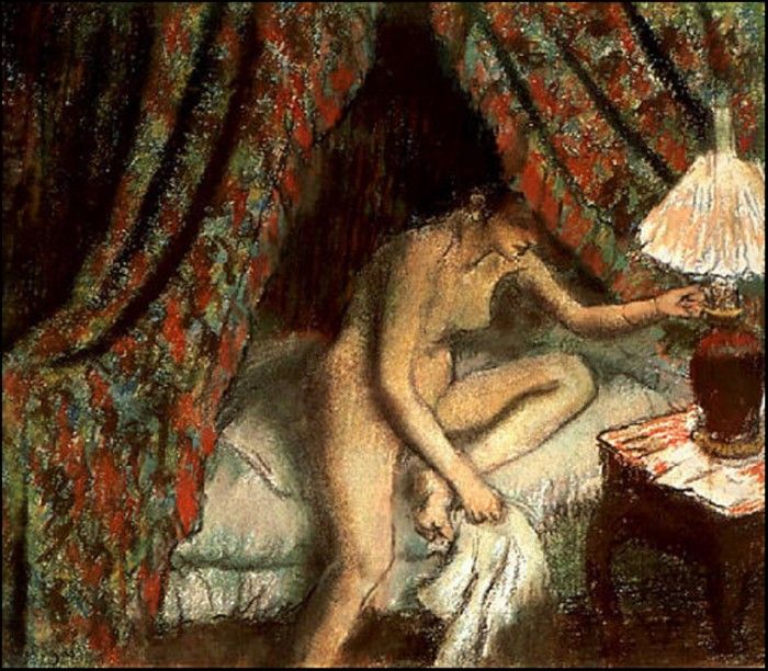 Degas Retiring, 1883, Pastel, The Art Institute of Chicago. , --