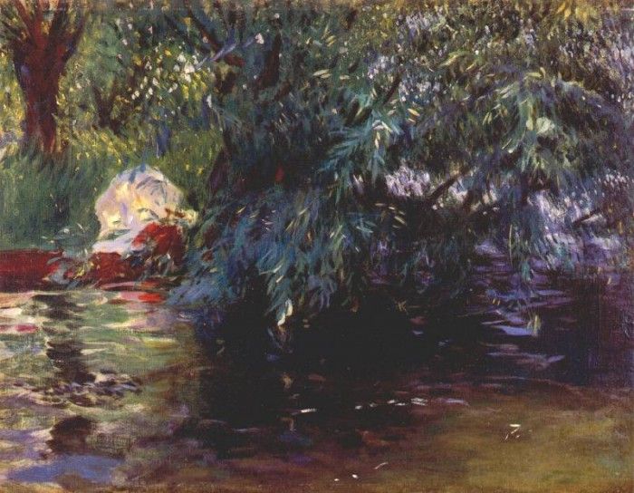 sargent a backwater (calcot mill near reading) 1888. ,