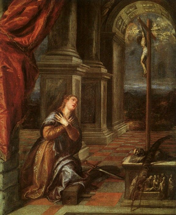 TIZIANO ST CATHERINE OF ALEXANDRIA AT PRAYER 1567 68 BOST.  ( )