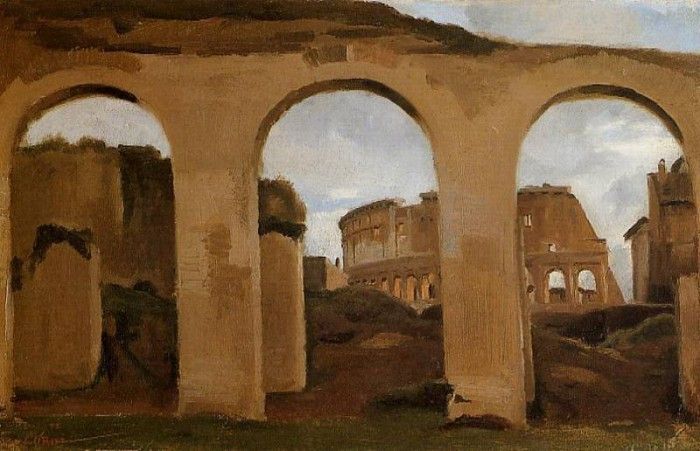 Corot Rome The Coliseum Seen through Arches of the Basilica of Constantine. , --