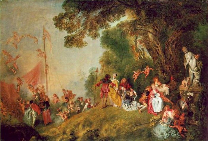 Watteau Pilgrimage to Cythera, 129x194 cm, Charlottenburg Pa. , -