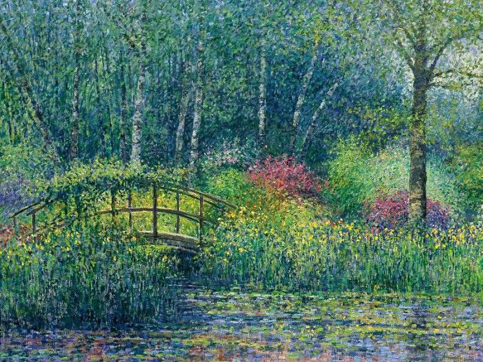 Japanese Bridge & Pond, Charles Neal, 1998 - 1600x1200 - ID . , 