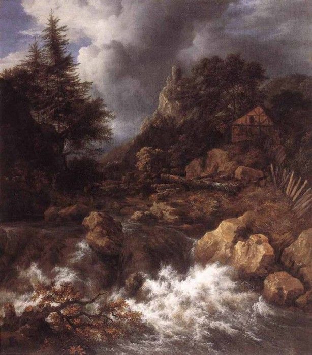 RUISDAEL Jacob Isaackszon van Waterfall In A Mountainous Northern Landscape. ,  