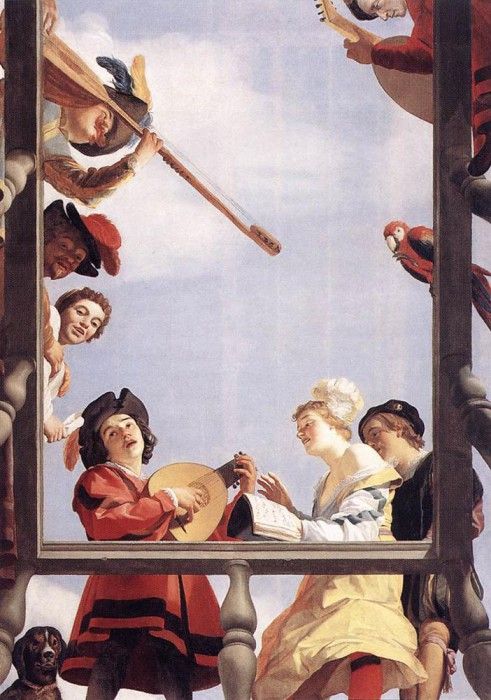 HONTHORST Gerrit van Musical Group On A Balcony. Honthorst,  