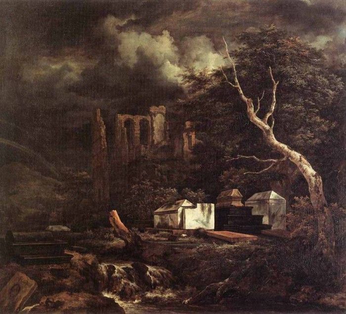 RUISDAEL Jacob Isaackszon van The Jewish Cemetary. ,  