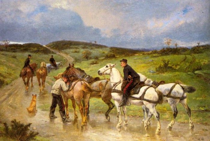 Brunet Houard Pierre Auguste Changing Horses. ,   Houard