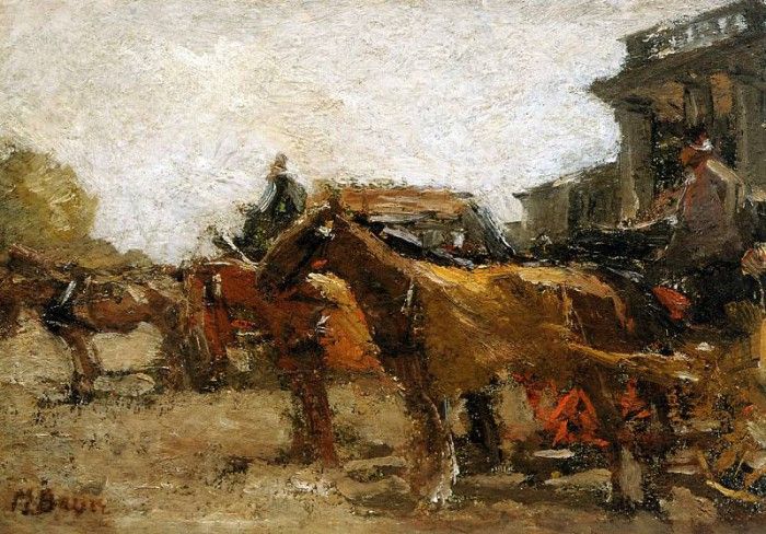 Bauer Marius Horse cabs at station Staatsspoon Den Haag Sun. , 