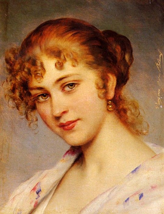 Blass Eugen Von A Portrait Of A Young Lady. Blaas,  