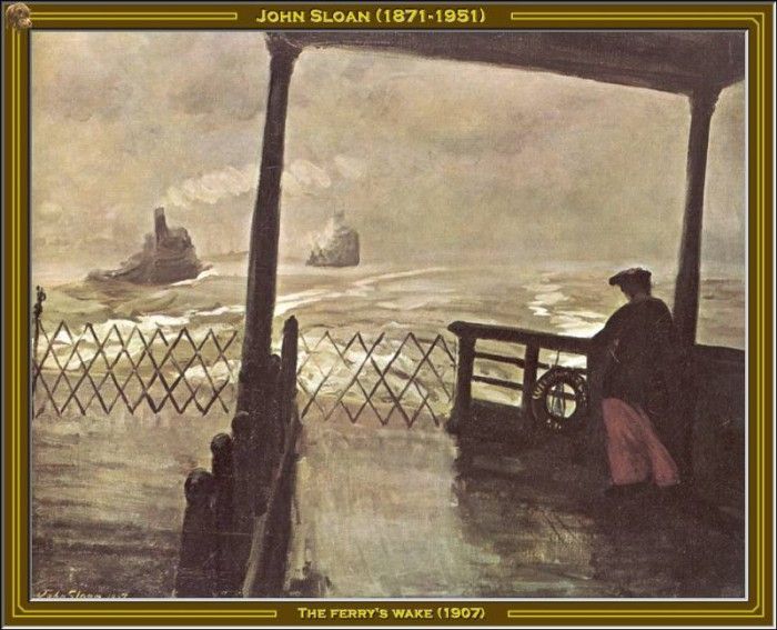 John Sloan-The Ferrys Wake(1907) Po Amp 069. ,  .