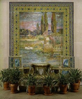 Tiffany Garden Landscape and Fountain ca. 1905 15. ,  