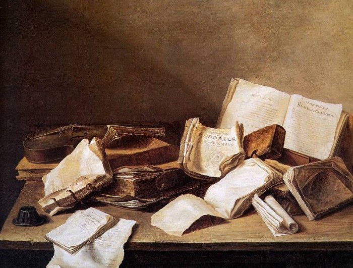 Heem  de Jan Davidsz Still life with books Sun. ,   