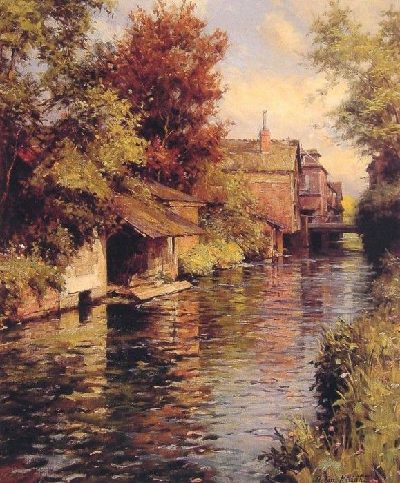 Sunny Afternoon on the Canal. , Louis Aston