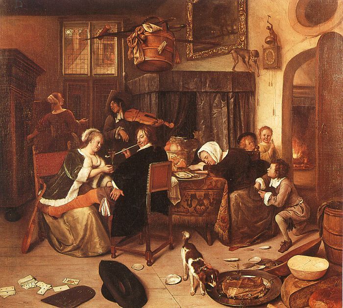 Steen The Dissolute Household, 1668, oil on canvas, Wellingt. , 