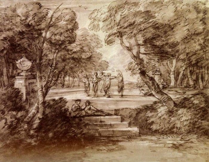 Gainsborough Thomas Dancers With Musicians In A Woodland Glade. , 