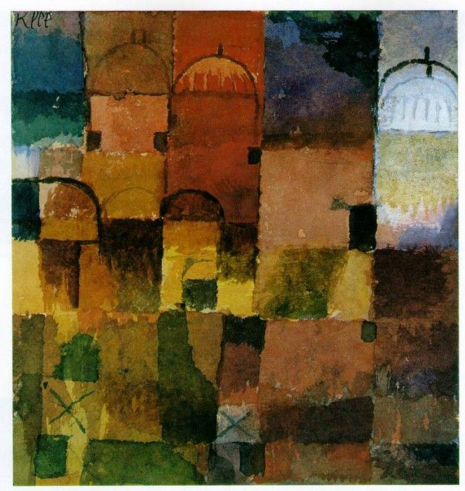 Klee Red and white domes, 1914, Watercolour, 14.6x13.7 cm, K. , 