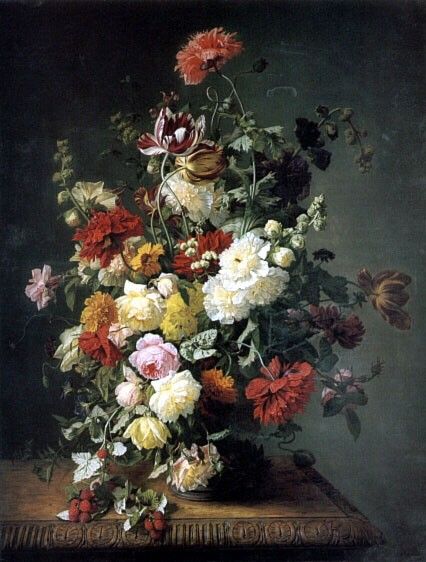A Still Life WIth Flowers and Wild Raspberries. --