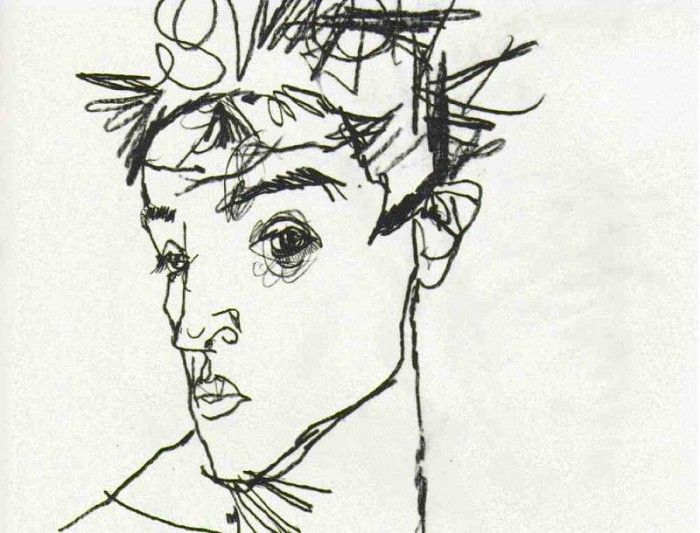 Schiele Self-portrait, 1913, pencil, National Museum Stockho. , 