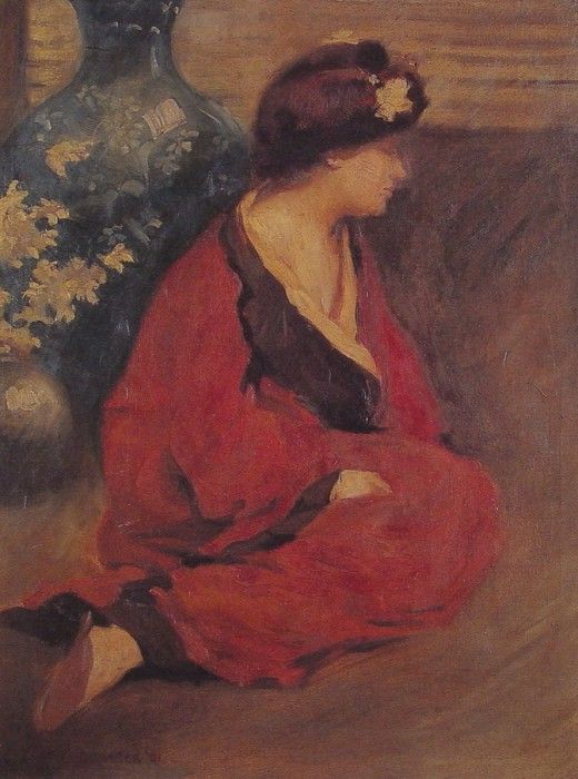 Seated Woman in Red. , 