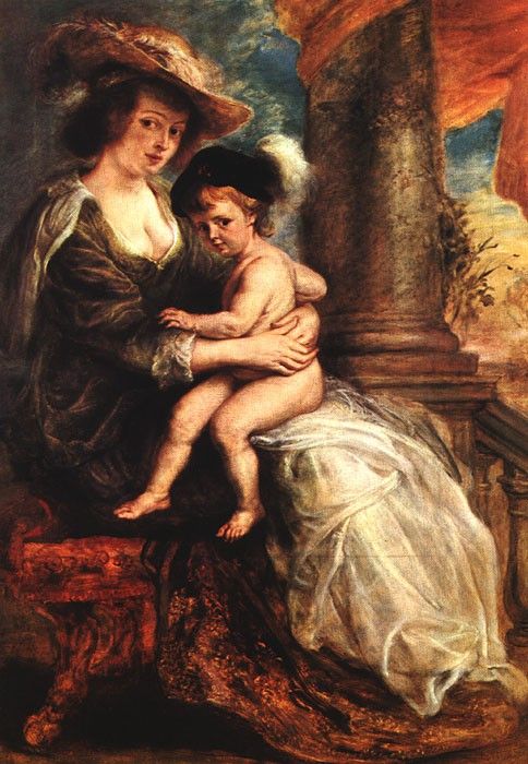 Rubens Helena Fourment with her Son Francis 1635 Alte Pinako. ,  